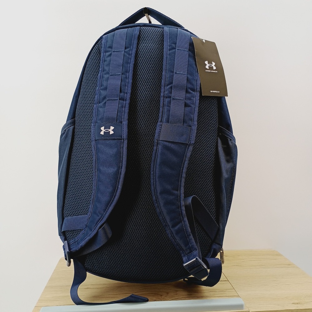 Under Armour Hustle 5.0 Backpack Navy Blue UA Storm Laptop Bag 1361176-408 OSFA - Picture 2 of 15